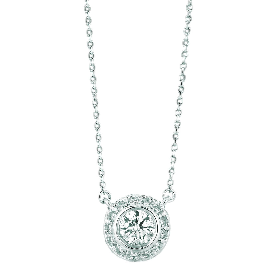 Echt Diamanten Halsketting Cluster 0,64 Karaat 14K Witgoud
