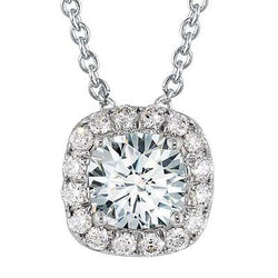 Echte labgekweekte diamanten halsketting Halo hanger 2.50 karaat Witgoud 14K