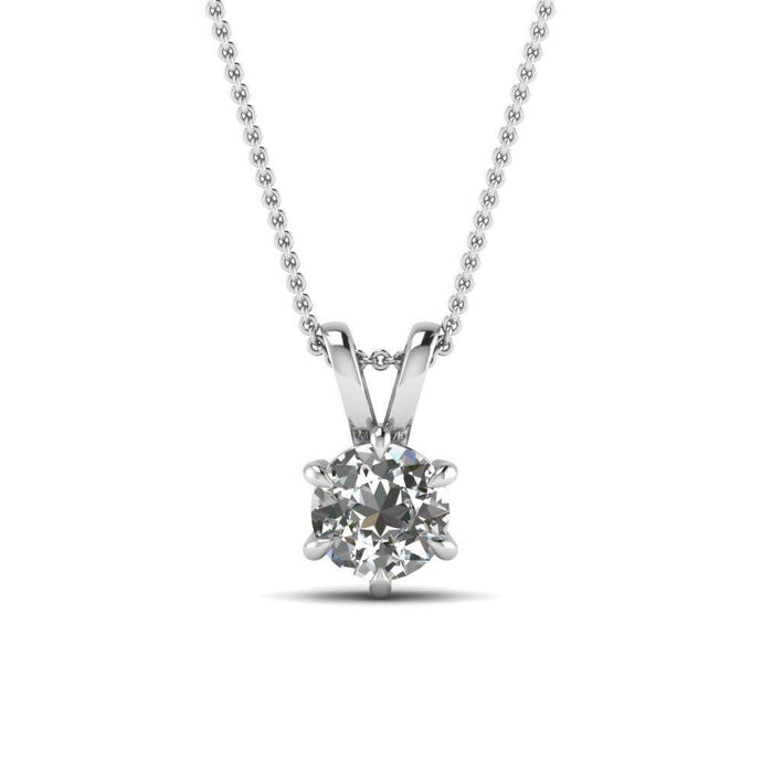 Echt Diamanten Halsketting Hanger 1,50 Karaat Witgoud 14K Claw Prong Set Nieuw