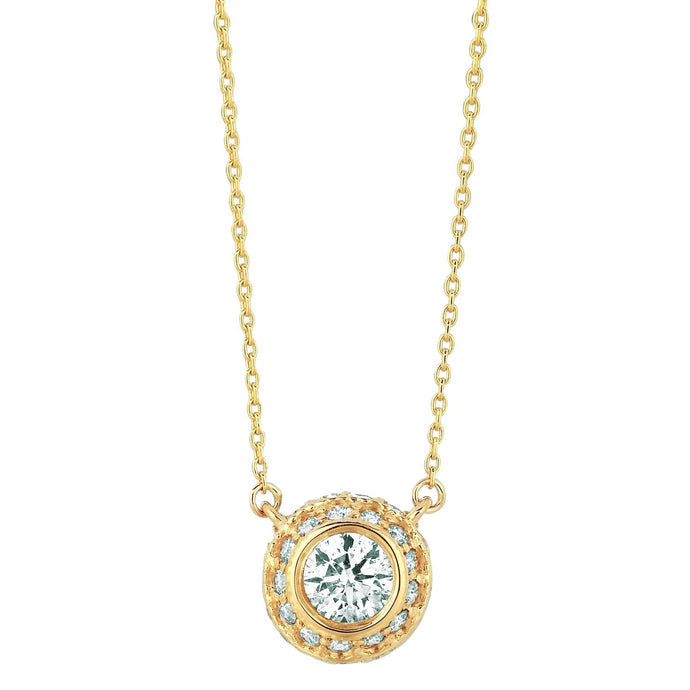 Echt Diamanten Halsketting Hanger 1 Karaat 14K Geel Goud Vrouwen Sieraden Nieuw