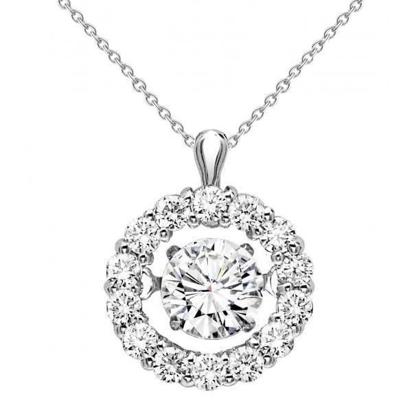 Echt Diamanten Halsketting Hanger Rond Geslepen 1,40 Karaat Wit Goud 14K