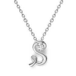 Echt Diamanten Halsketting Initial S Hanger 0,75 Karaat Witgoud 14K