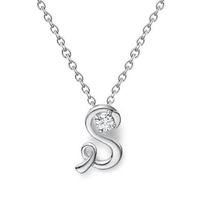 Echt Diamanten Halsketting Initial S Hanger 0,75 Karaat Witgoud 14K