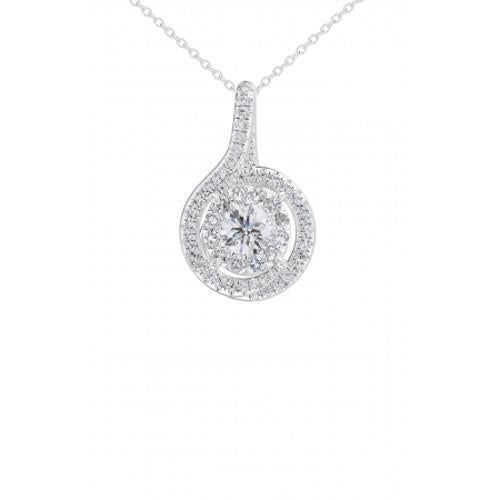 Echt Diamanten Hanger Ketting 1,87 Karaat Wit Goud 14K Nieuwe Prong Set