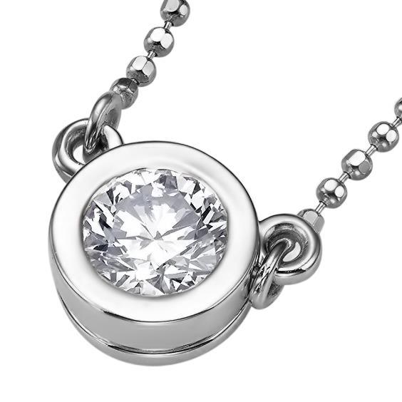Echt Diamanten Hanger Ketting G Vs2 Bezel Instelling 1,50 Karaat Witgoud 14K