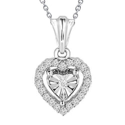 Echt Diamanten Hanger Ketting Hartvormige Ronde Briljante Diamant Geslepen Montage