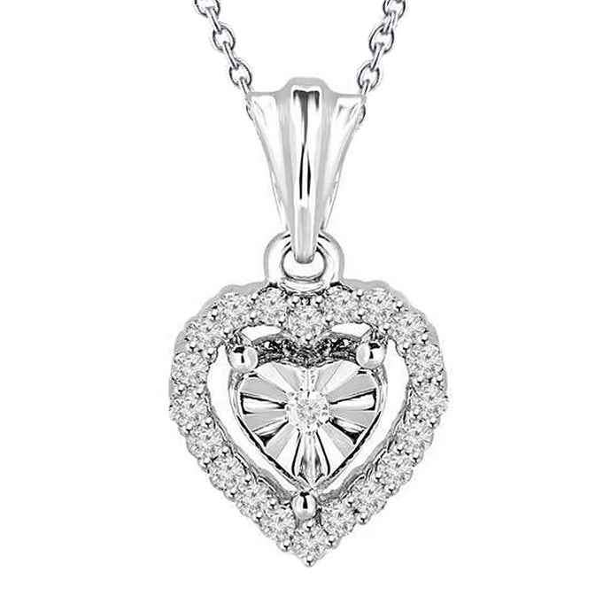 Echt Diamanten Hanger Ketting Hartvormige Ronde Briljante Diamant Geslepen Montage