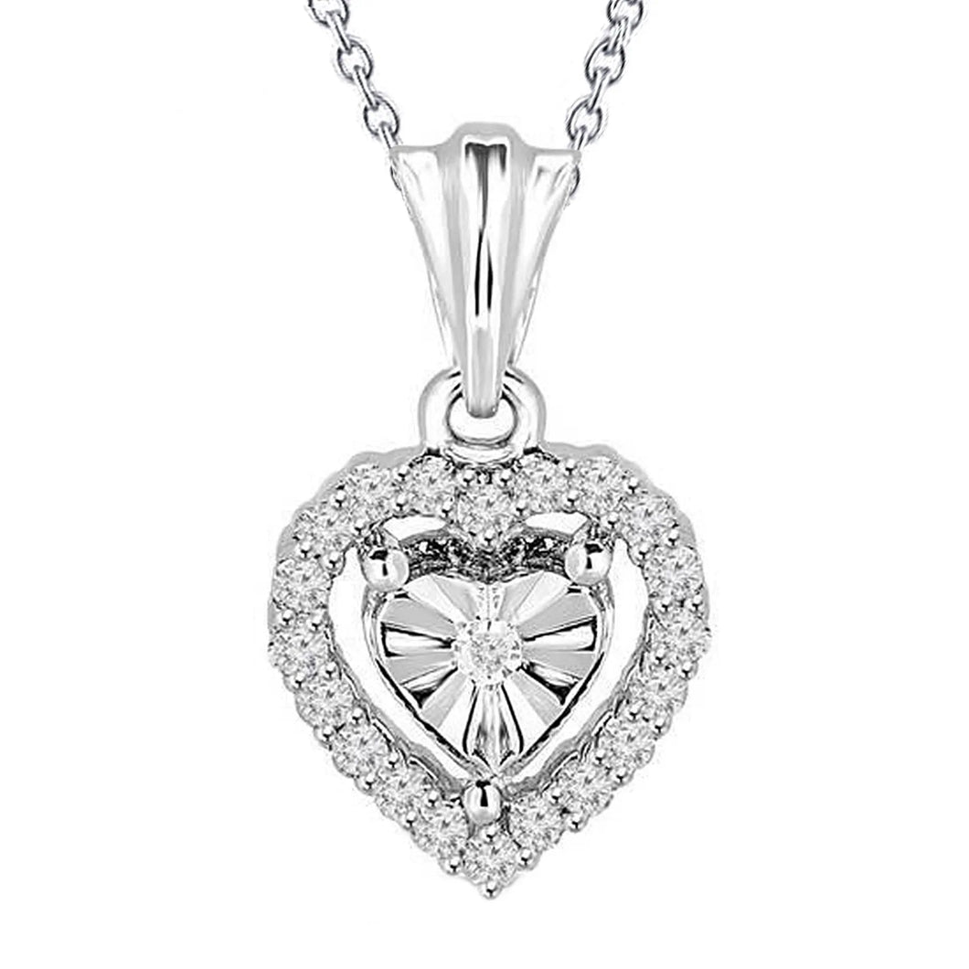 Echt Diamanten Hanger Ketting Hartvormige Ronde Briljante Diamant Geslepen Montage
