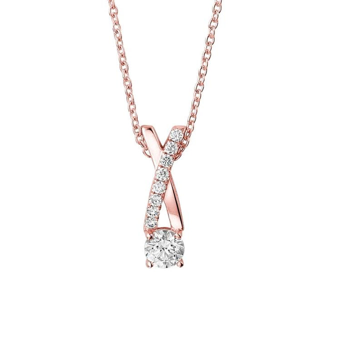 Echt Diamanten Hanger Ketting Met Ketting 1,85 Karaat Nieuw Rosé Goud 14K