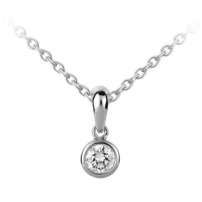 Echt Diamanten Hanger Met Ketting 0,75 Ct Witgouden Ring, Rond Geslepen