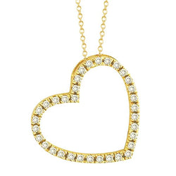 Echt Diamanten Hart Hanger Ketting 2 Karaat Geel Goud 14K