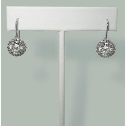 Echte Natuurlijke uit de aarde gewonnen Diamanten Shepherd Hook Dangle Halo Oorbellen 5.02 Karaat Witgoud 14K