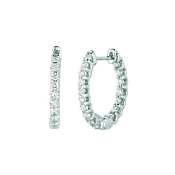 Echt Diamanten Hoepel Oorbellen 0,82 Karaat 14K Wit