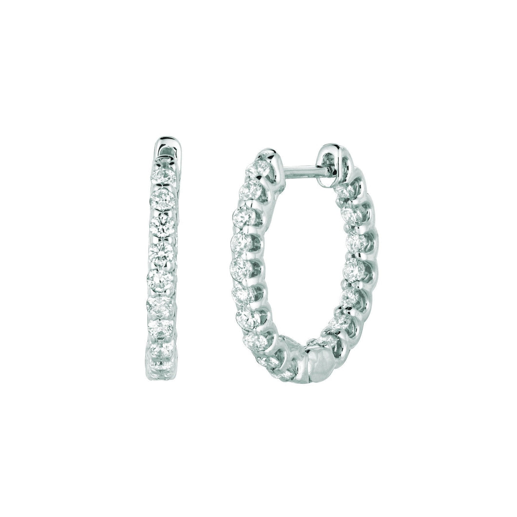 Echt Diamanten Hoepel Oorbellen 0,82 Karaat 14K Wit