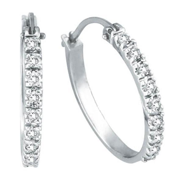 Echt Diamanten Hoepeloorbellen, 14K Witgoud 0,5 Karaat 14K Wit