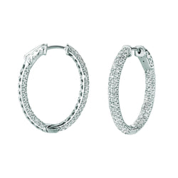 Echt Diamanten Hoepeloorbellen 2,75 Karaat 14K Witgoud