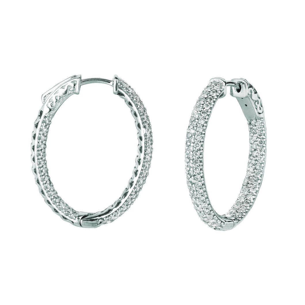 Echt Diamanten Hoepeloorbellen 2,75 Karaat 14K Witgoud