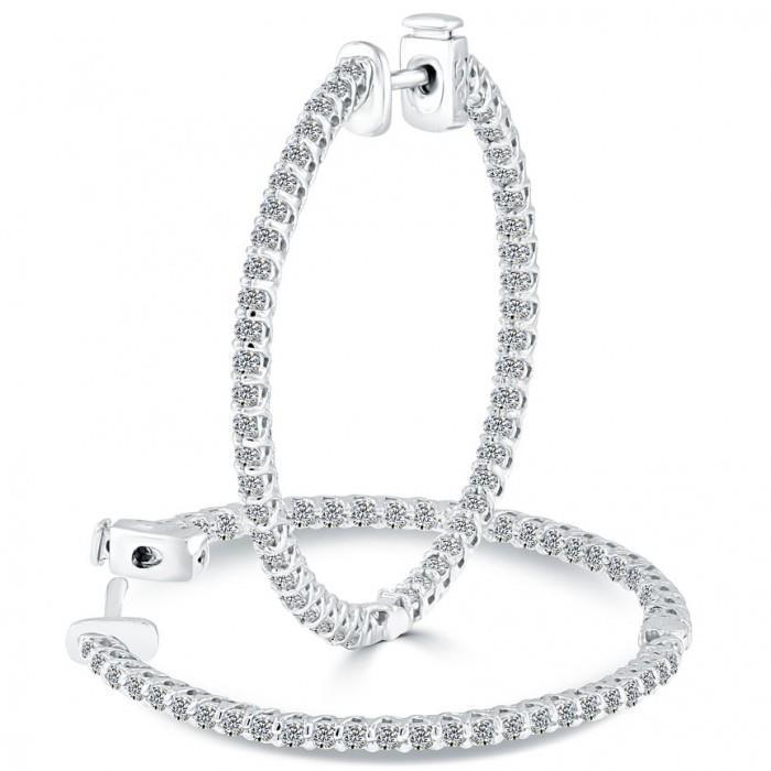 Echt Diamanten Hoop Earring Nieuw Wit Goud 14K Briljant Geslepen 5 Karaat