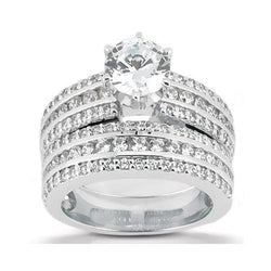 Echt Diamanten Jubileumring Verlovingsset 3 Karaat Witgoud 14K