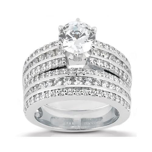 Echt Diamanten Jubileumring Verlovingsset 3 Karaat Witgoud 14K