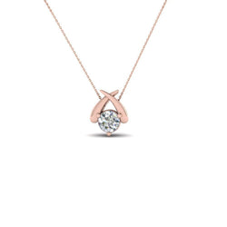 Echt Diamanten Kleine Dames Hanger Ketting 1 Ct Rosé Goud 14K Rond Geslepen