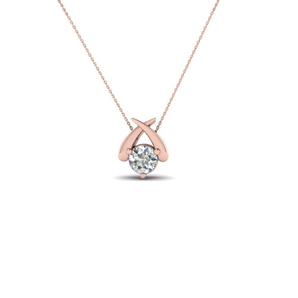 Echt Diamanten Kleine Dames Hanger Ketting 1 Ct Rosé Goud 14K Rond Geslepen