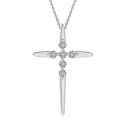 Echt Diamanten Kruis Hanger Ketting 2,10 Ct. Witgouden 14K Damessieraden