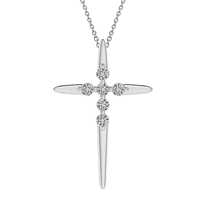 Echt Diamanten Kruis Hanger Ketting 2,10 Ct. Witgouden 14K Damessieraden