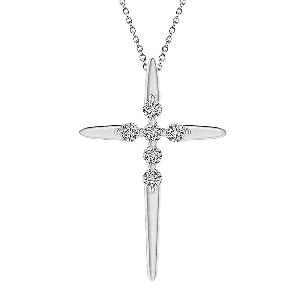 Echt Diamanten Kruis Hanger Ketting 2,10 Ct. Witgouden 14K Damessieraden