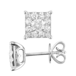 Echt Diamanten Oorknopjes 2,50 karaat Vierkante Vorm Wit Goud 14K