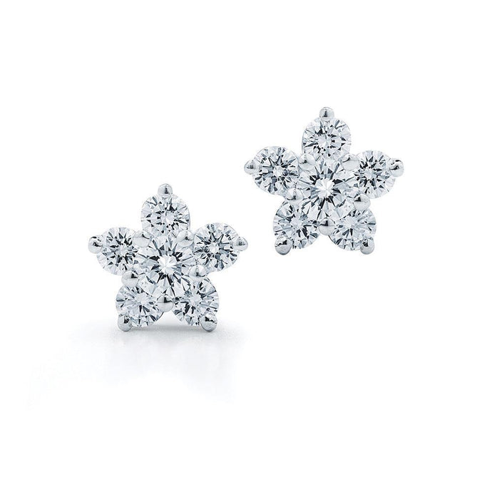 Echt Diamanten Oorknopjes 3.50 karaat Bloemvorm Wit Goud 14K - harrychadent.nl