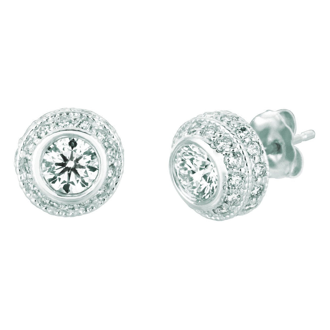 Echt Diamanten Oorknopjes 3 Karaat 14K Witgoud