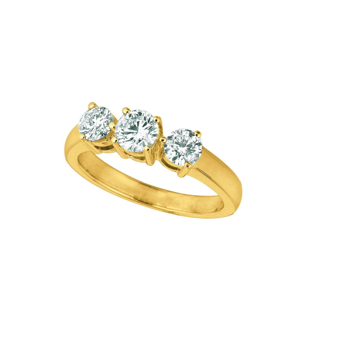 Echt Diamanten Ring Met 3 Stenen 1 Karaat 14K Geel Gouden Sieraden Nieuw