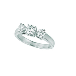Echt Diamanten Ring Met 3 Stenen 1 Karaat 14K Witgouden Sieraden