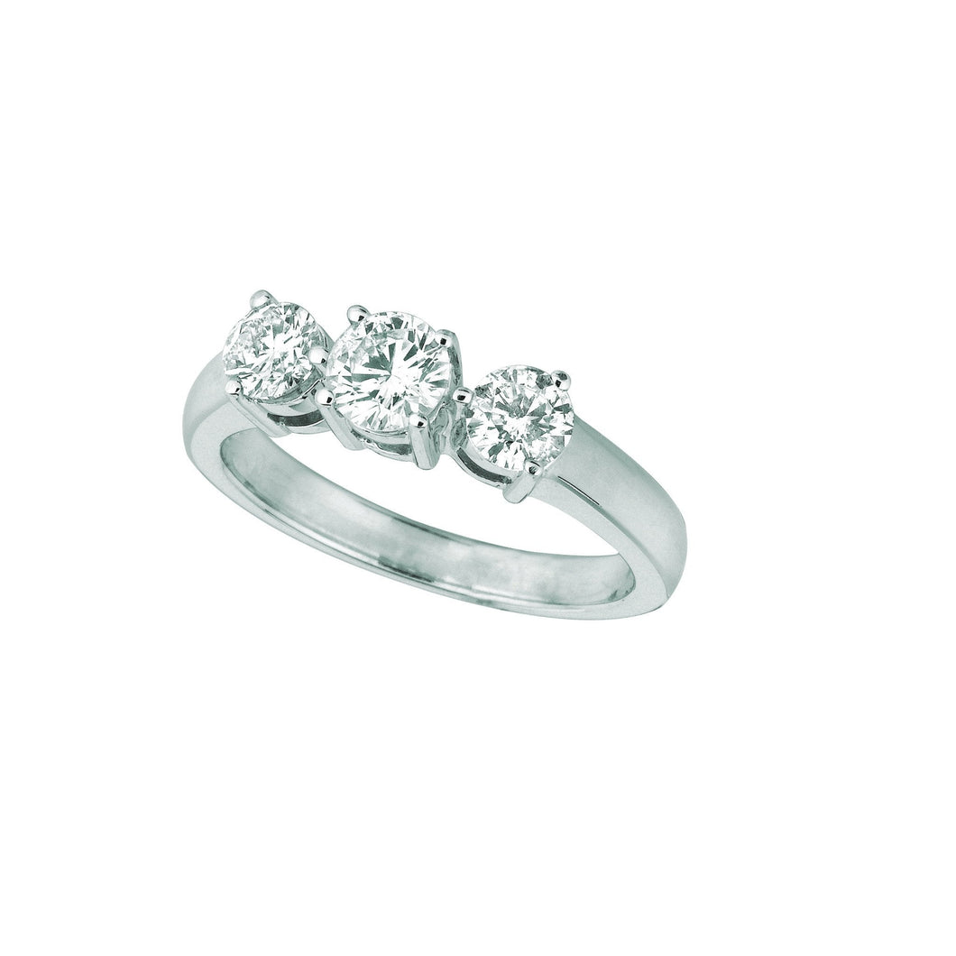 Echt Diamanten Ring Met 3 Stenen 1 Karaat 14K Witgouden Sieraden