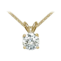 Echt Diamanten Solitaire Hanger Met Ketting 1,50 Ct. Geel Gouden Ketting