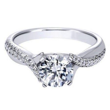 Echt Diamanten Solitaire Ring Met Accenten Massief Wit Goud 14K 1,05 Karaat