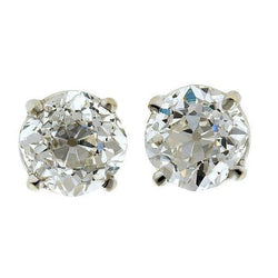 Echt Diamanten Studs 1,80 Karaat Oude Mijnwerker Geslepen Oorbellen Dames