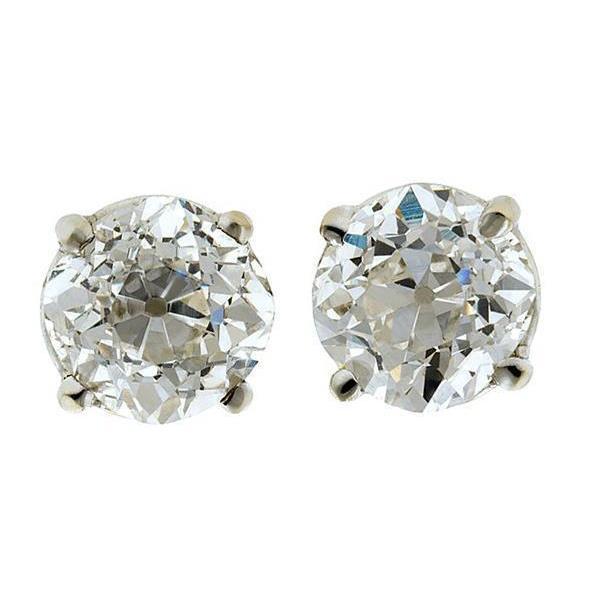 Echt Diamanten Studs 1,80 Karaat Oude Mijnwerker Geslepen Oorbellen Dames