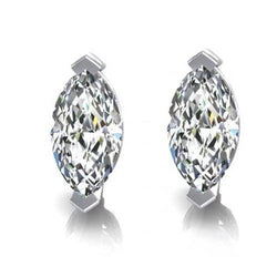 Echt Diamanten Studs Oorbel 1 Karaat Marquise Cut Witgoud 14K