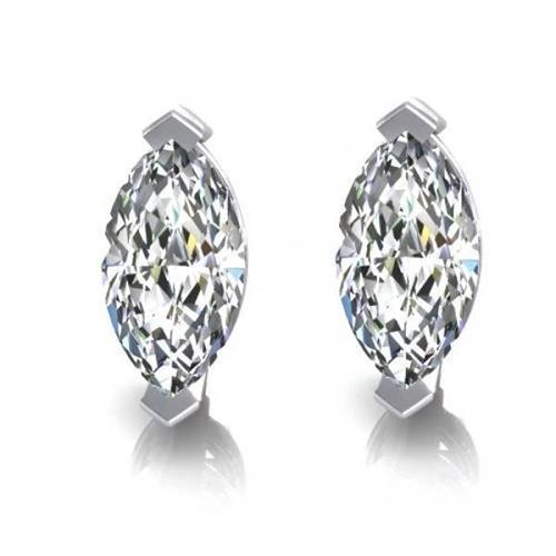 Echt Diamanten Studs Oorbel 1 Karaat Marquise Cut Witgoud 14K