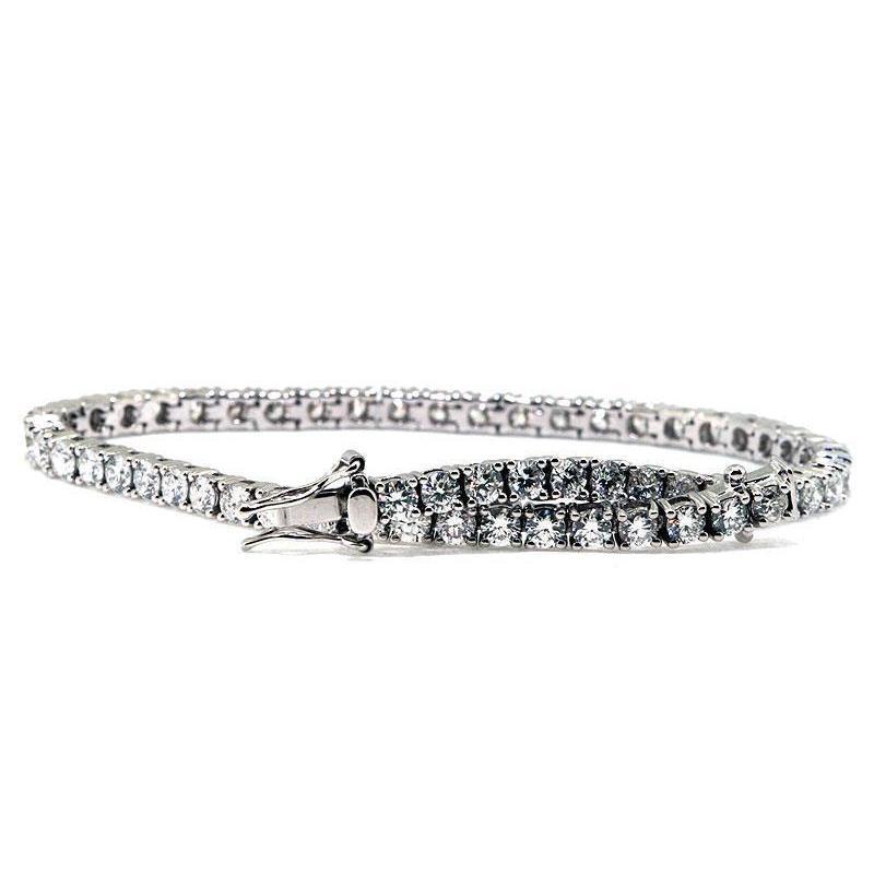 Echt Diamanten Tennis Fijne Armband Rond Geslepen 3,60 Karaat Witgoud 14K