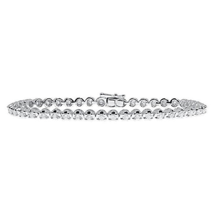Echt Diamanten Tennisarmband 8,10 Karaat Rond Geslepen Witgoud 14K