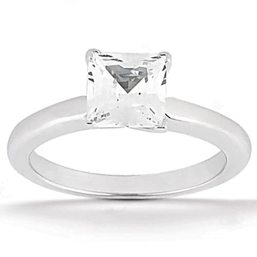 Echt Diamanten Verlovingsring 1 Ct Princess Cut White Gold Solitaire