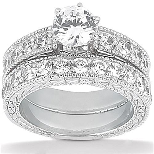 Echt Diamanten Verlovingsring Band Set 2,90 Karaat Wit Goud 14K
