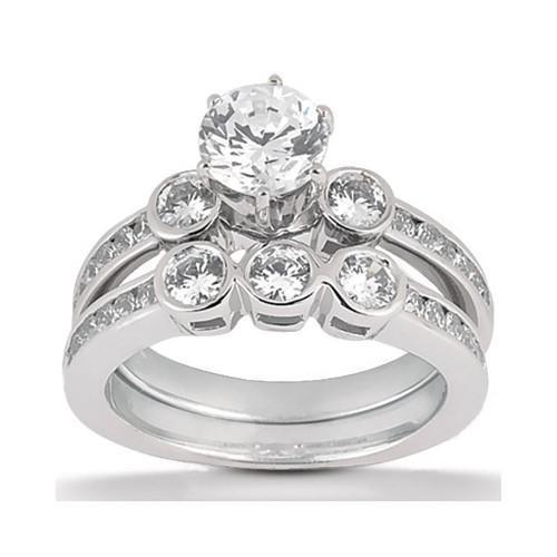 Echt Diamanten Verlovingsring Fancy Ring Set 1,85 Karaat Witgouden Sieraden
