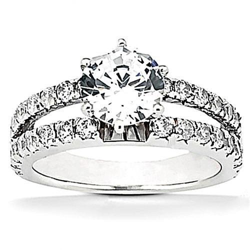 Echt Diamanten Verlovingsring Split Shank Prong Setting 2,50 Karaat WG 14K