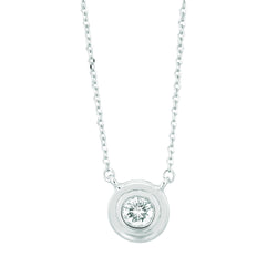 Echt Diamond Solitaire Bezel Ketting Hanger 0,50 Karaat 14K Witgoud