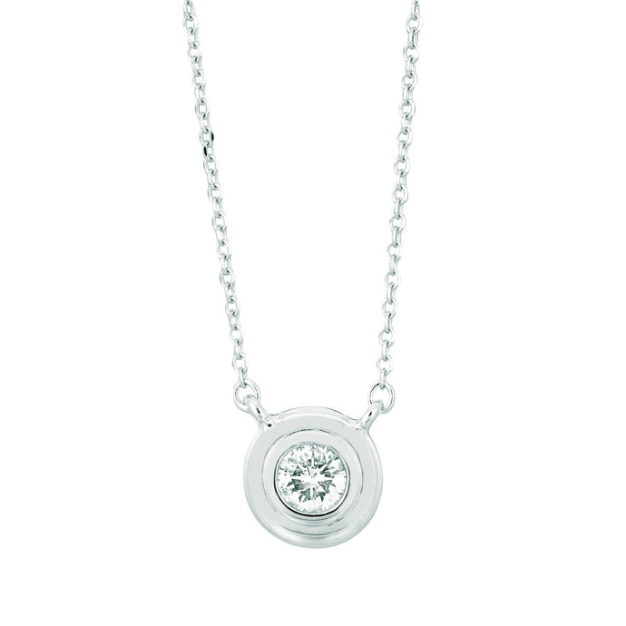 Echt Diamond Solitaire Bezel Ketting Hanger 0,50 Karaat 14K Witgoud