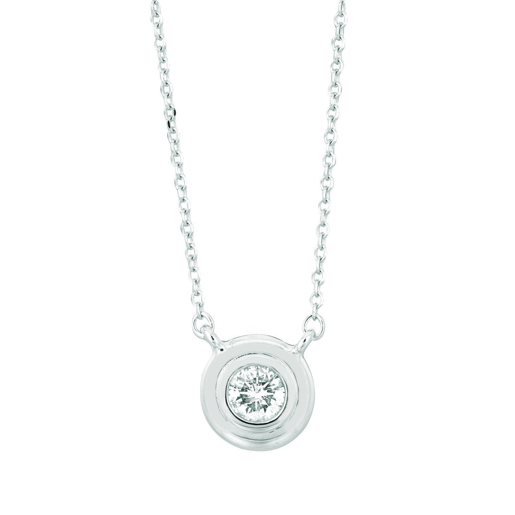Echt Diamond Solitaire Bezel Ketting Hanger 0,50 Karaat 14K Witgoud